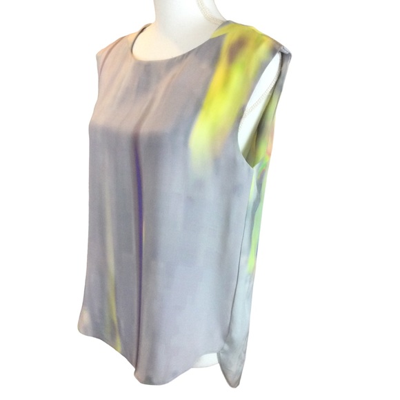 Theyskens’ Theory Watercolor Print Sleeveless Silk Blouse Size Large - Picture 3 of 15